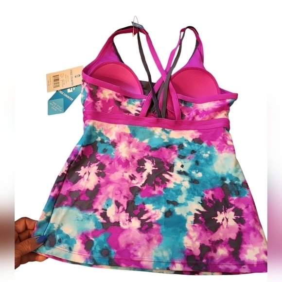 NWT Free Country TikiTieDye Sporty Tankini Small berry and slate colors - Picture 11 of 15
